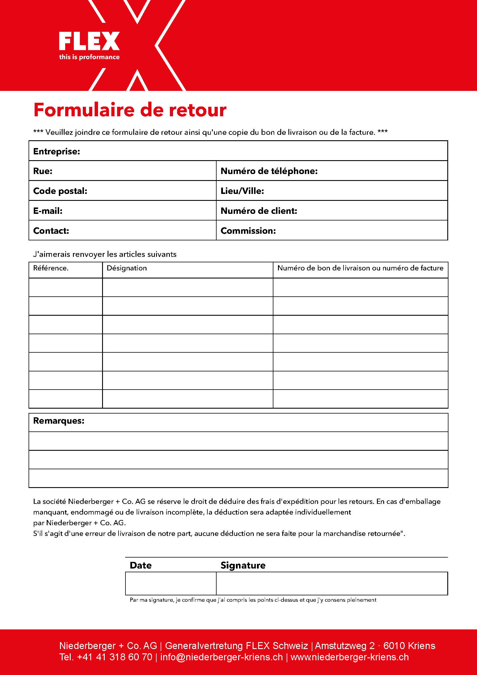 Rücksendeformular FR